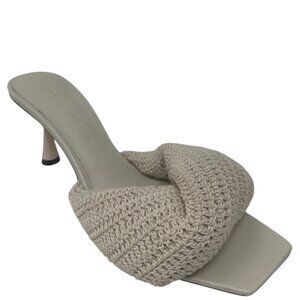 Studio Amelia Crochet Twisted Front Open Toe Slip On Heeled Leather Mules Size 7